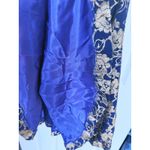 Vintage 1980s Strapless Floral Gold Foil Burnout Mini Dress 6 Prom Event Party Blue Photo 7