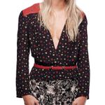 Free People Where We Roam Boho V Neck Surplice Long Sleeve Top XS Photo 7