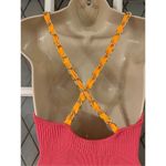 ZARA Chain Strap Sleeveless Rib Knit Fit And Flare Dress Hot Pink Size Large Photo 5