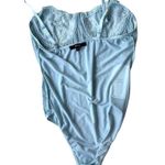 NWT Blashe Teddy Bodysuit Sz M Blue Sheer Lace Accents Snap Closure Exo… Photo 9