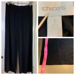 Chico's ‎ 1 Women Medium Black Wide Leg Pull On Lounge Pants Basic Office Church Photo 10
