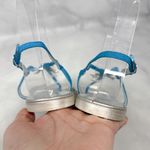 Giuseppe Zanotti NEW Iconic Fishbone Charm Leather Flat Sandals Silver Blue 38 Photo 5