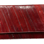 EEL Skin Vintage Leather Diagonal Striped Shoulder Crossbody Bag Evening Purse Red Photo 0