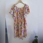 Jolie & Joy Women's Pink Yellow Flowy Ruffle Floral Smocked Mini Dress Size 2X Photo 8