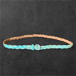 Aeropostale Y2K Turquoise Leather Braided Adjustable Silver Buckle Belt Western Photo 1