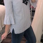 Sharagano  blue striped tunic top size small Photo 1