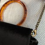 Anthropologie Anthropology Black Velvet Purse with Circle Faux Tortoise Handle/Shoulder Chain Photo 14