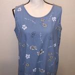 Studio vintage blue linen floral sleeveless maxi dress Size L Photo 1