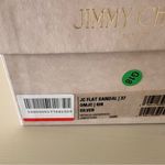 Jimmy Choo NIB Flat Sandals Logo Leather Silver Size 7 Photo 8
