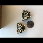 Vintage 1960s Rhinestone Butterfly Clip On Earrings Black Enamel Pastel Yellow Photo 6