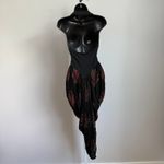 VTG Karen Alexander Black Floral Halter Dress Ruched Tulip Hem Sleeveless sz 10 Photo 8