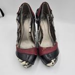 Buckle BKE Women Heels 6.5 Snakeskin Patchwork Pumps Black Red Retro Statement Photo 1