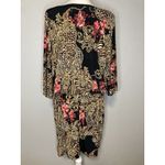 Thalia Sodi Designer Dress XXL Blouson Braided Gold Belt Black Open 3/4 Sleeve Photo 6