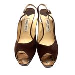 Jimmy Choo  Platform Slingback Peep-toe High Heels in Brown Suede Size 39.5 Photo 1