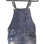 BLANK NYC Size 27 Short Overalls Pocket Distressed Raw Hem Summer Cotton Blue Photo 0