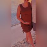 Good American  Ruched Tank Dress in Tortoise Shell Brown Size 3 Large Photo 4