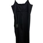 Lulus V Neck Spaghetti Strap Pleated Faux Wrap Reinette Black Midi Dress size L Size L Photo 4