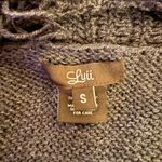 Luii NWOT Unique Textured Loop Fringe Dark Gray Open Knit Scarf Vest Black Photo 3