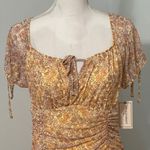 Boutique Yellow Floral Print Ruched Bodycon Mini Dress NWT Size XL Photo 6