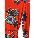 ZARA Orange & Blue Floral Long Sleeve Dress V Neck Button Front Casual Summer E24 Photo 7