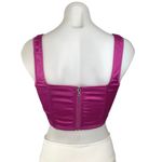 Missguided  Pink Satin Square Neck Zip Up Strap Cropped Corset Tank Top Size 6 Photo 4