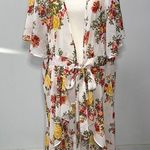 Live 4 Truth  Floral Kimono Top Vibrant Open Elastic Waist Tie Front Plus Size 3X Photo 0