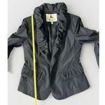 Burberry  London Black Ruffle Collar Blazer Jacket Women's USA 10 Nova Check Line Photo 14