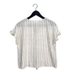Hem & Thread Womens Striped Top Blouse V Neck Ruffle Cap Sleeve Tie Beige Small Photo 2