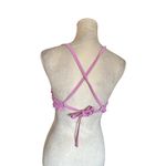 Xhilaration Pink Lettuce Trim Lace Up Bikini Top Adjustable Straps Juniors Swim Photo 1