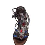 Donald Pliner Pewter Metallic Leather Strappy Shoe Sandal New Gem Stone $265 NWT Gray Size 8.5 Photo 2