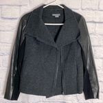 Vince gray wool leather sleeve asymmetrical moto jacket small Photo 0