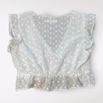 idem Ditto  Sheer White Floral Deep V-Neck Blouse Size M Lace Coquette Romantic‎ Photo 4