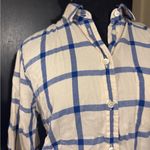 J.Crew 💜 100 Percent Cotton Blue and White Plaid Women's Button Down Shirt Photo 1