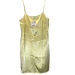 ZARA Yellow Silk Spagetti Strap Mini Slip Dress size Large Photo 4