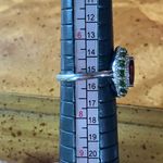 Natural Red Garnet Chrome Diopside Sterling Silver Halo Ring Size 7 Photo 7
