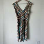 Patagonia  Water Girl Cotton Blend Plaid Dress With Tie Brown White Blue Small Photo 1