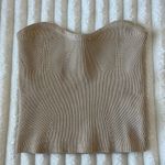 Crescent  Rita Tan Strapless Knit Crop Top Photo 0