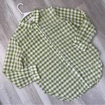 Lisa Says Gah Button Down Shirt tessa gingham textured womens Green White medium Photo 3