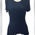 Torn By Ronny Kobo Blue Fitted Peplum Short Sleeve T-Shirt Photo 0