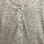 Free People Boho Gray Shell Stitch Lace Embroidered Long Sleeve Henley Shirt Top Photo 2