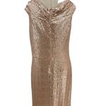 Tadashi Shoji Off-the-Shoulder Sequined Gown Champagne Rose Gold Size XL Photo 10