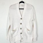 Loft Womens XS White Relaxed V Neck Cardigan Oversized Boxy Sweater Basic Staple Photo 0