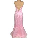 Jovani Beyond  Pink Embroidered Evening Gown 4 Lace-Up Corset Back Mermaid Prom Photo 4