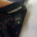 EXPRESS Sheer Navy Sleeve Blouse Hot Pink Polka Dots & Ruffle Detail - Size M Photo 5