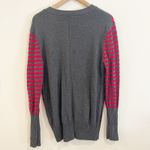 American Eagle  Vintage Cardigan Striped Y2K XL Red Gray Academia Prep Boyfriend Photo 6