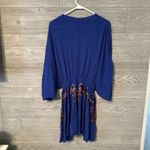 Free People Dress Blue Bohemian Kimono Sleeve w/ Floral Embroidery Size S Photo 3