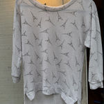 Rebellious One  White Knit Hi-Lo Eiffel Tower Sweater 3/4 sleeve size medium Photo 0