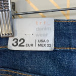 ZARA  Floral Embroidered Cigarette Jeans Dark‎ Wash Photo 8