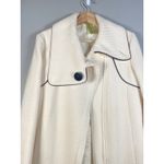 SOIA & KYO Wool‎ Blend Cream Coat Asymmetrical Zip Front Black Trim Elegant Luxury Sz Large Photo 1