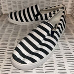 Lands' End Navy Blue & White Canvas Casual Slip On Sneaker Flat Shoes Women 8.5 Photo 0